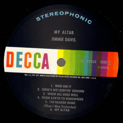 Jimmie Davis : My Altar (LP, Album)