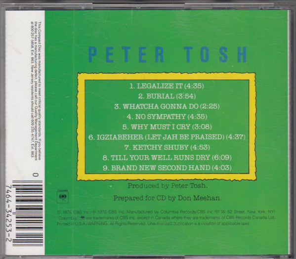 Peter Tosh : Legalize It (CD, Album, RE, Pit)