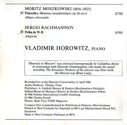 Vladimir Horowitz : Horowitz In Moscow (CD, Album)