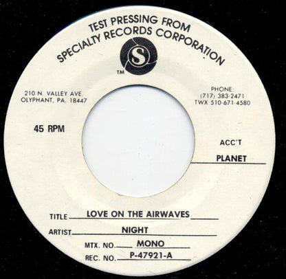 Night : Love On The Airwaves (7", Mono, TP)