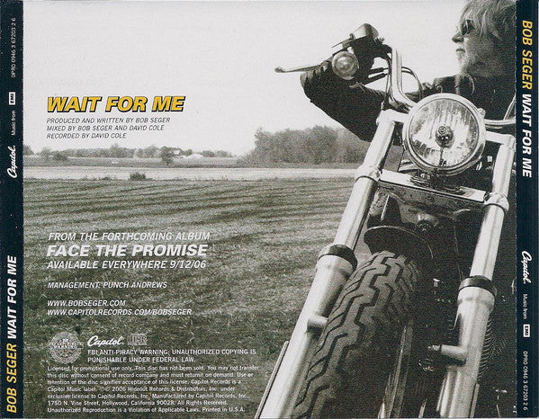Bob Seger : Wait For Me (CD, Single, Promo)