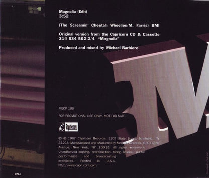 The Screamin' Cheetah Wheelies : Magnolia (CD, Single, Promo)
