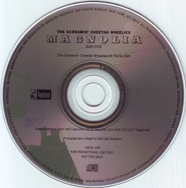 The Screamin' Cheetah Wheelies : Magnolia (CD, Single, Promo)