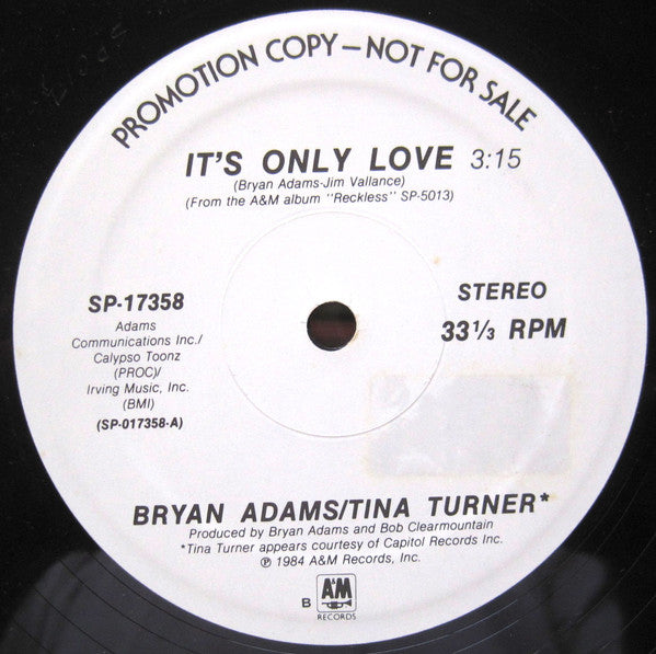 Bryan Adams / Tina Turner : It's Only Love (12", Single, Promo)