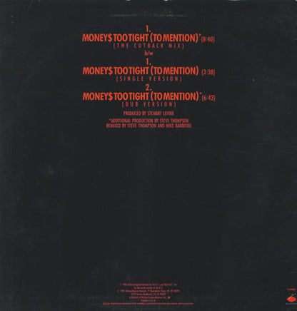 Simply Red : Money's Too Tight (To Mention) (12", Promo)