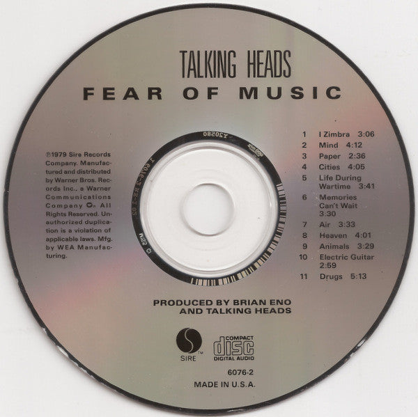 Talking Heads : Fear Of Music (CD, Album, RE, RP, Cin)