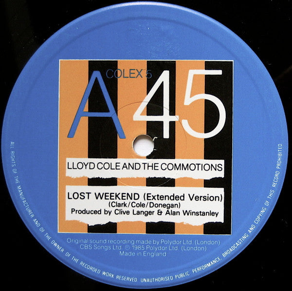 Lloyd Cole & The Commotions : Lost Weekend (Extended Version) (12", Single)