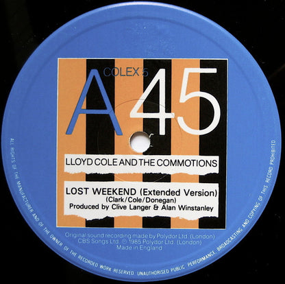 Lloyd Cole & The Commotions : Lost Weekend (Extended Version) (12", Single)