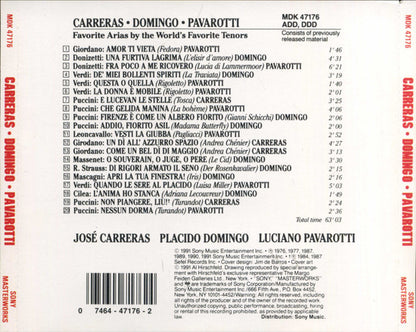 José Carreras, Placido Domingo, Luciano Pavarotti : Favorite Arias By The World's Favorite Tenors (CD, Album, Comp)