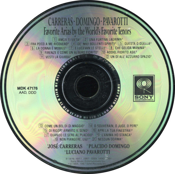 José Carreras, Placido Domingo, Luciano Pavarotti : Favorite Arias By The World's Favorite Tenors (CD, Album, Comp)