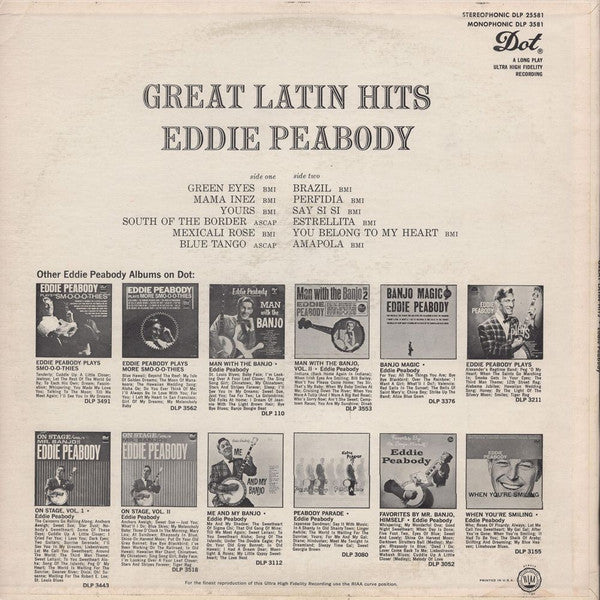 Eddie Peabody : Great Latin Hits (LP, Album, Mon)
