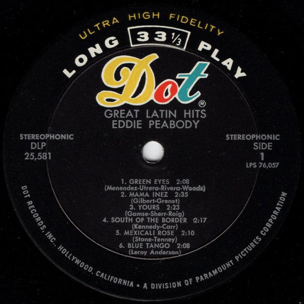 Eddie Peabody : Great Latin Hits (LP, Album, Mon)