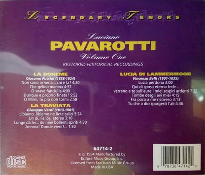 Luciano Pavarotti : Legendary Tenors: Luciano Pavarotti, Volume 1 (CD, Album, RM)