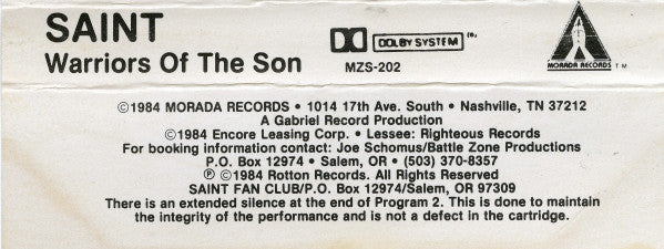 Saint (14) : Warriors Of The Son (Cass, Album)
