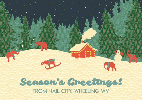 Season's Greetings! From Nail City, Wheeling, WV Postcards (Set of five cards)